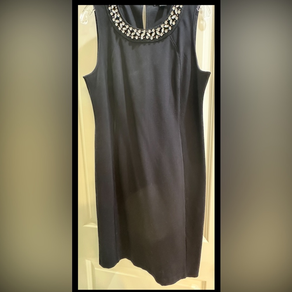Liz Claiborne Black Dress Rhinestone gem stone neckline women’s medium